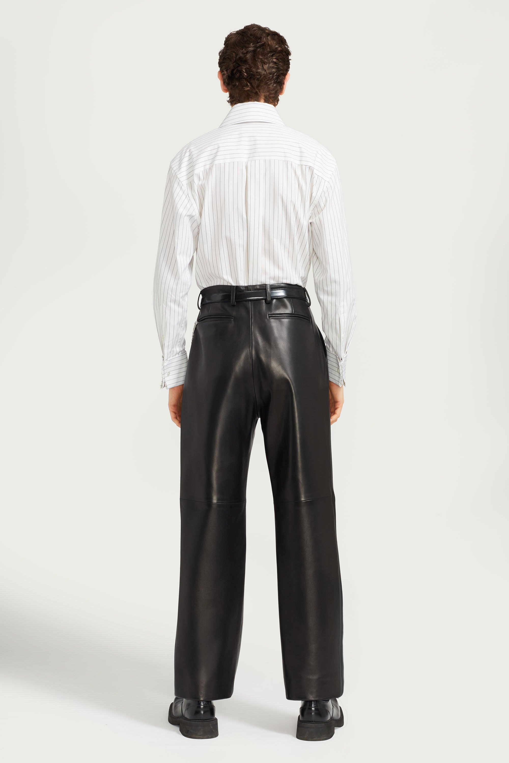 Pleated Leather Trouser